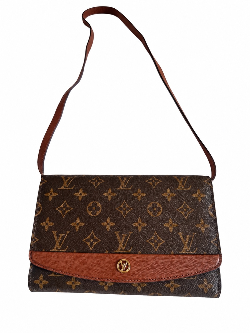 Louis Vuitton Brown Monogram Shoulder Bag with Tan Trim